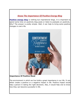 Know The Importance Of Positive Energy Blog