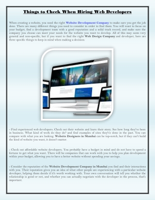 Things to Check When Hiring Web Developers
