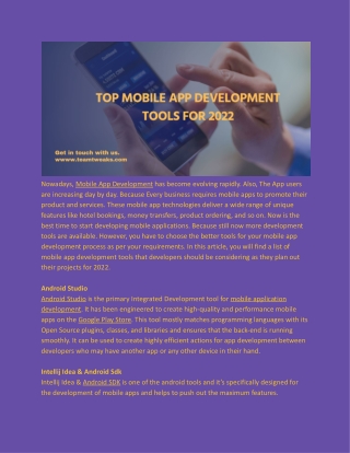 Top Mobile App Development Tools for 2022