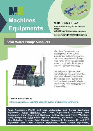 Solar Water Pumps Suppliers