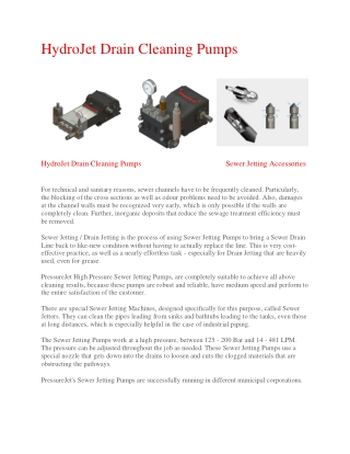 HydroJet Drain Cleaning Pumps