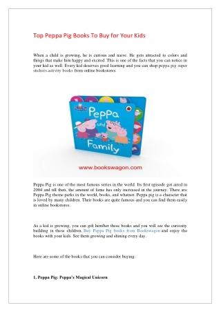 Top Peppa Pig Books To Buy for Your Kids - Bookswagon