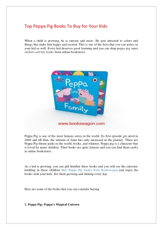Top Peppa Pig Books To Buy for Your Kids - Bookswagon