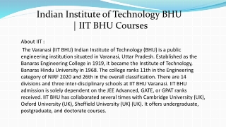 Indian Institute of Technology BHU | IIT BHU Courses