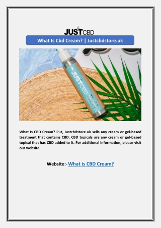 What Is Cbd Cream? | Justcbdstore.uk