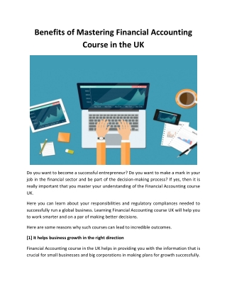 Benefits of Mastering Financial Accounting Course in the UK