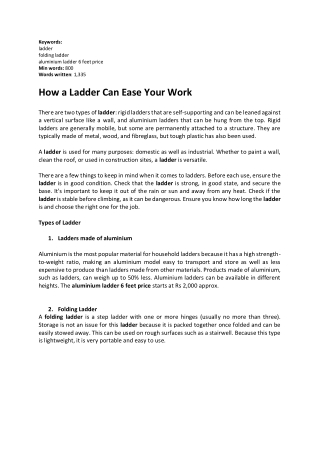 How a Ladder Can Ease Your Work