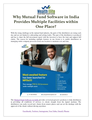 Why Mutual Fund Software in India Provides Multiple Facilities within One Place