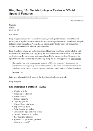 King Song 16x Electric Unicycle Review  Official Specs amp Features