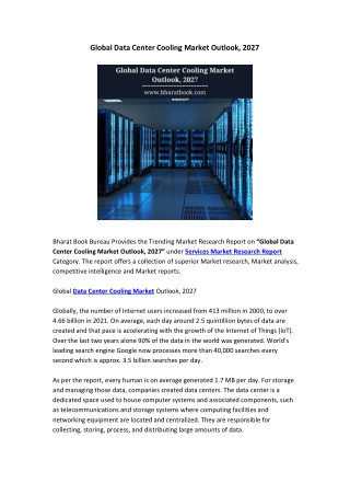 Global Data Center Cooling Market Outlook, 2027