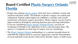 Board Certified Plastic Surgery Orlando Florida