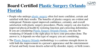 Board Certified Plastic Surgery Orlando Florida