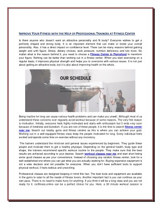 IMPROVE YOUR FITNESS WITH THE HELP OF PROFESSIONAL TRAINERS AT FITNESS CENTER