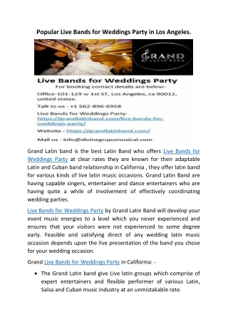 Live Bands for Weddings Party