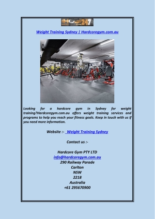 Weight Training Sydney  Hardcoregym.com.au