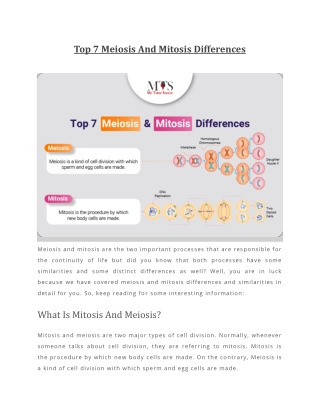 Top 7 Meiosis And Mitosis Differences