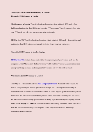 TrustAllys - 5-Star Rated SEO Company In London