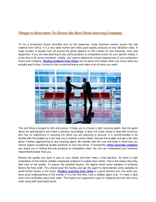 Things to Determine To Choose the Best China Sourcing Company