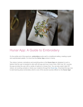 Learn About Embroidery with the Hunar App!