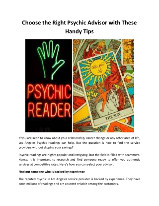 Choose the Right Psychic Advisor with These Handy Tips