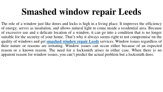 Smashed window repair Leeds