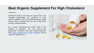 Best Organic Supplement For High Cholesterol