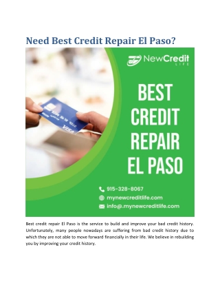 Need Best Credit Repair El Paso