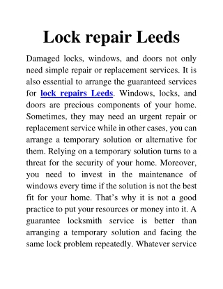 lock repairs Leeds