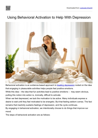 Using Behavioral Activation to Help With Depression