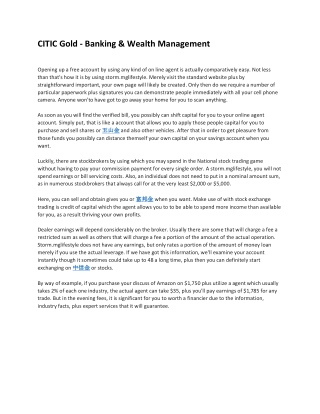 CITIC Gold - Banking & Wealth Management