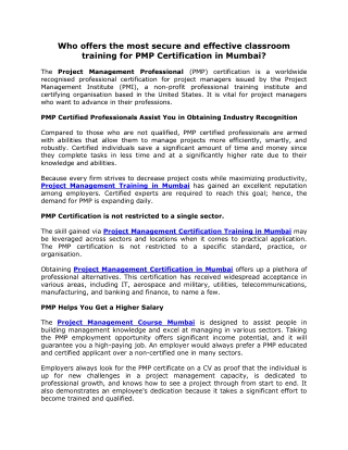 Who offers the most secure & effective classroom training for PMP Certification