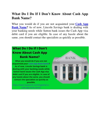 What Do I Do If I Don’t Know About Cash App Bank Name?
