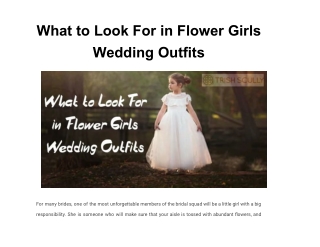 What to Look For in Flower Girls Wedding Outfits