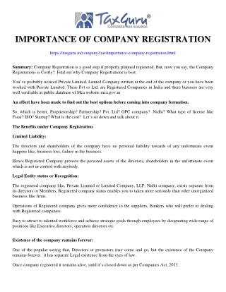 Importance of Company Registration