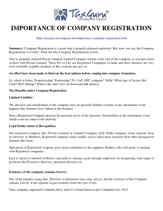 Importance of Company Registration