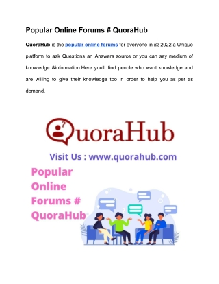 Popular Online Forums  For US & UK  Local Chat Rooms - Quorahub