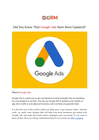 Did You Know That Google Ads Have Been Updated