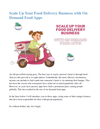 Scale Up Your Food Delivery Business With On Demand Food Apps