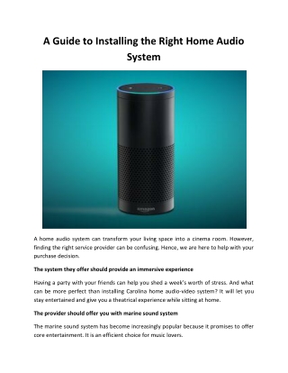 A Guide to Installing the Right Home Audio System