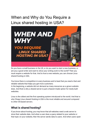 When and Why do You Require a Linux shared hosting in USA