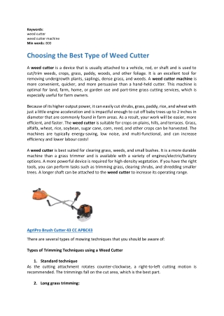 Choosing the Best Type of Weed Cutter