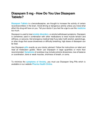 Diazepam 5 mg - How Do You Use Diazepam Tablets