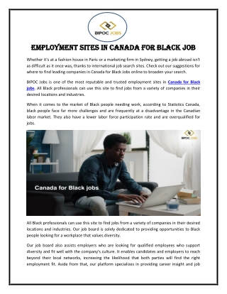 Employment Sites in Canada for Black Job