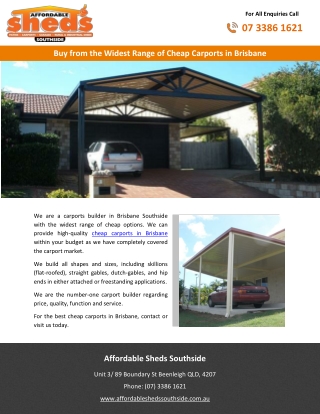 Buy from the Widest Range of Cheap Carports in Brisbane