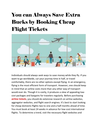 You can Always Save Extra Bucks by Booking Cheap Flight Tickets