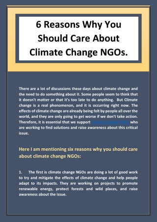 6 Reasons Why You Should Care About Climate Change NGOs.
