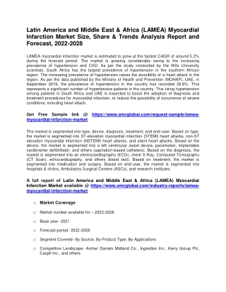 Latin America and Middle East & Africa (LAMEA) Myocardial Infarction Market