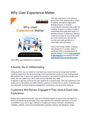 Why User Experience Matter