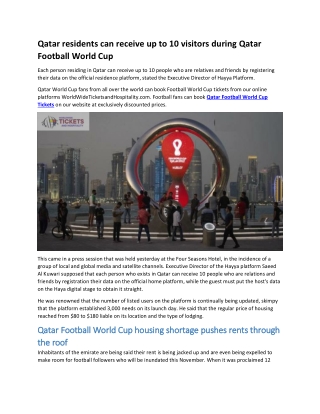 Qatar residents can receive up to 10 visitors during Qatar Football World Cup