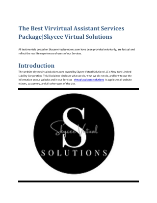 The Best Virvirtual Assistant Services PackageSkycee Virtual Solutions